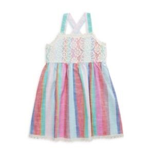 Juicy Couture Toddler Girl’s Striped & Lace A Line Dress, Multicolored, 3T
